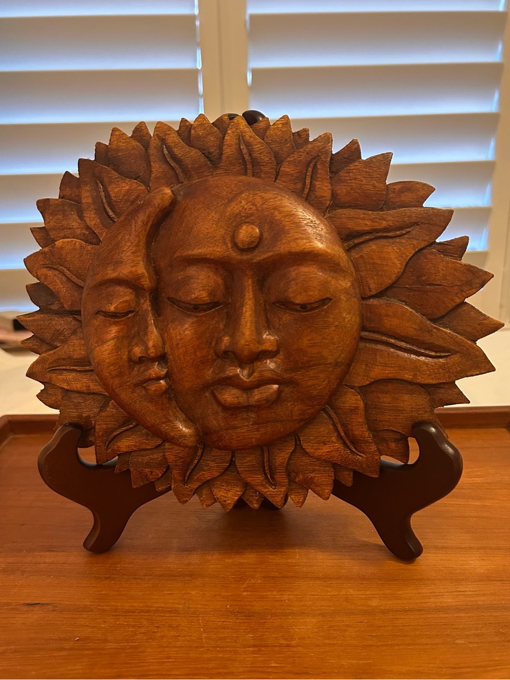 Handcrafted Carved Wood
Sun and Moon Celestial Wall Art - Boho